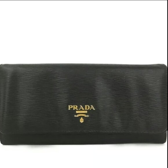 AUTHENTIC PRADA VITELLO MOVE LEATHER LONG BIFOLD WALLET - Picture 1 of 10
